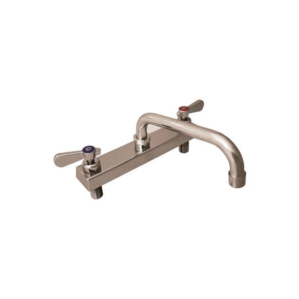 Bk Resources Evolution 8" Deck Mount Stainless Steel Faucet, 6" Swing Spout EVO-8DM-6 - main